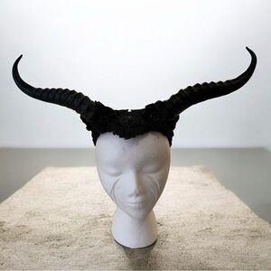 Black Gothic long horns with lace detail - Women Accessories
